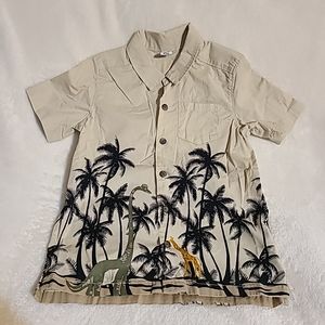 Old Navy Printed Short Sleeve Giraffe & Dino Resort Shirt , Boys Size 5T